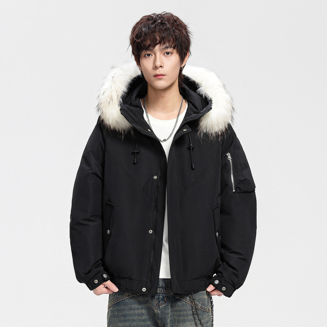 Men's Fashionable Winter Jacket with Removable Faux Fur Collar Mune Fashion