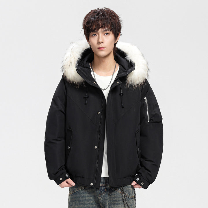 Men's Fashionable Winter Jacket with Removable Faux Fur Collar Mune Fashion