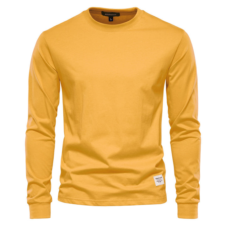 Men's classic long-sleeved cotton shirt with round neck and elastic cuffs Mune Fashion