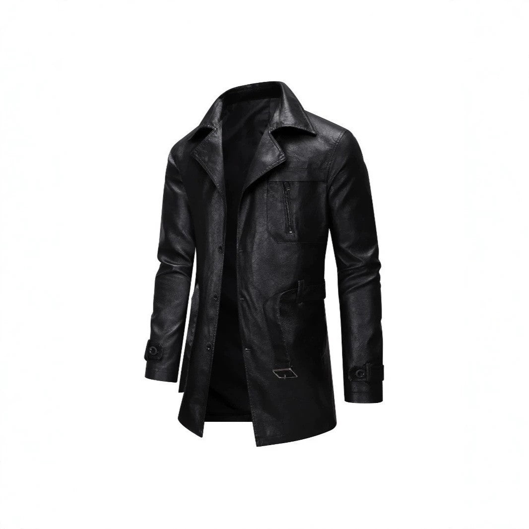 Men's Elegant Faux Leather Jacket with Practical Pockets Mune Fashion