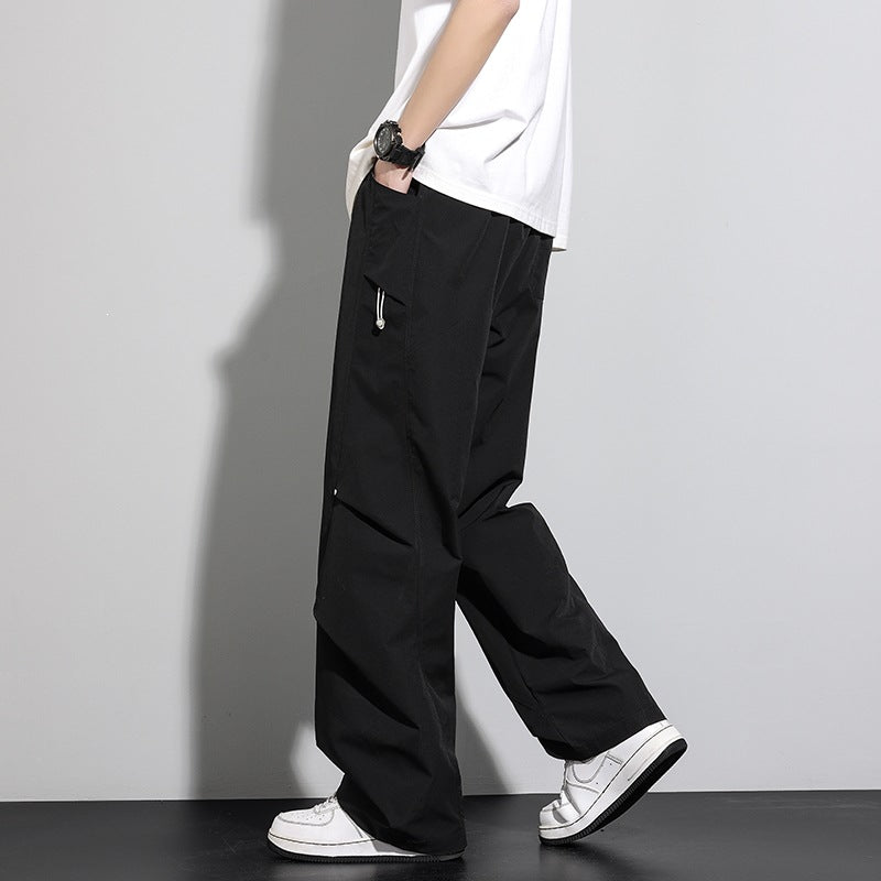 Men's Utility Cargo Lounge Pants with Drawstring Waist, Multiple Pockets & Wide Leg Mune Fashion