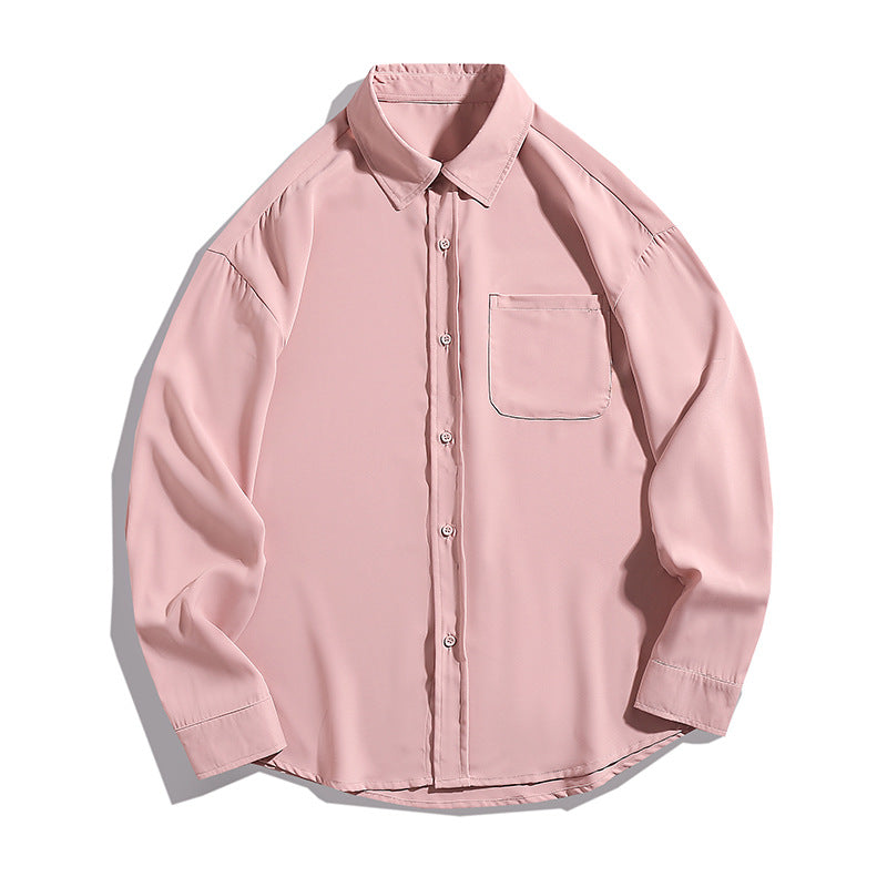Unisex Lockeres Viscose-Silk Look Shirt with Chest Pocket and Dropped Shoulders Mune Fashion