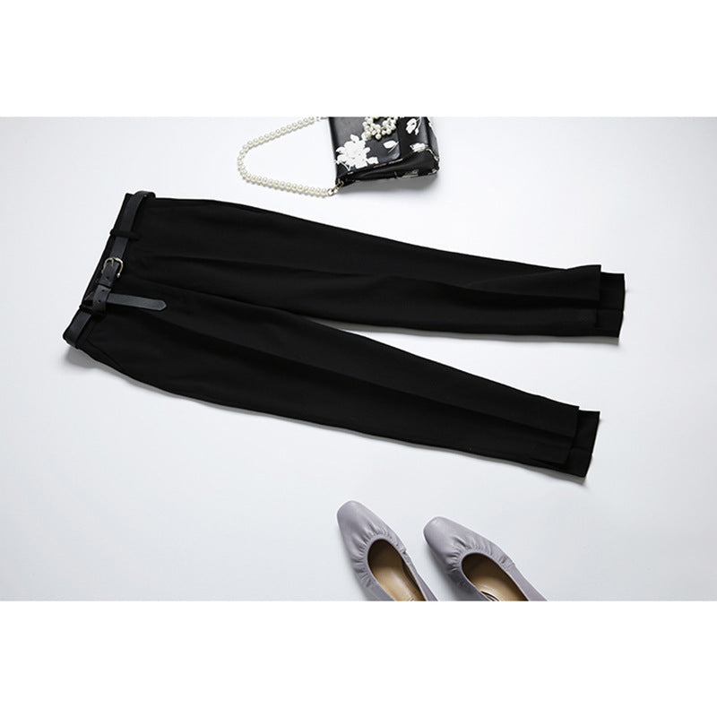 Women Elegant and Comfortable High-Waisted Suit Pants with Belt Drune