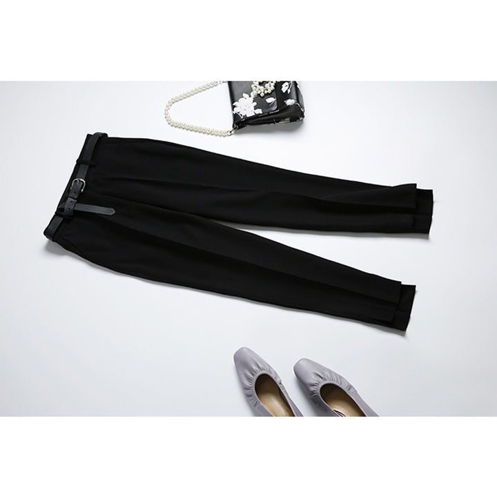 Women Elegant and Comfortable High-Waisted Suit Pants with Belt Drune