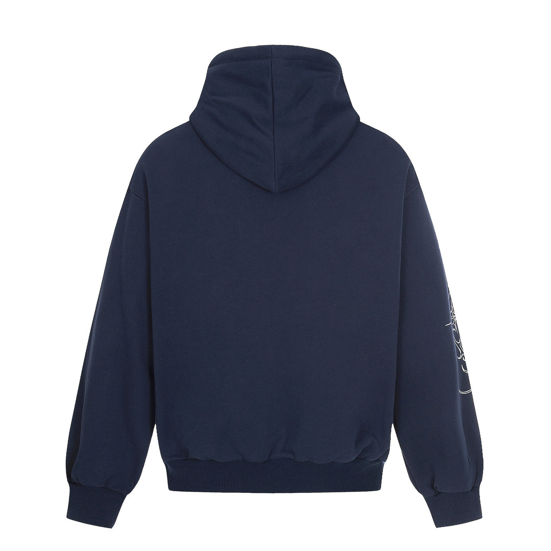 Men's Oversized Hoodie with Ornamental Cross Print and Studs Mune Fashion