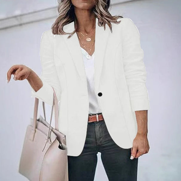 Women's Tailored Blazer with Notched Lapel, Light Shoulder Padding, and One-Button Closure Mune Fashion