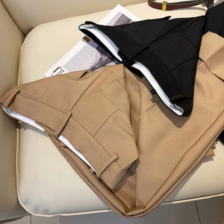 Women's high-waisted tapered suit trousers with cuffed waistband and crease Mune Fashion