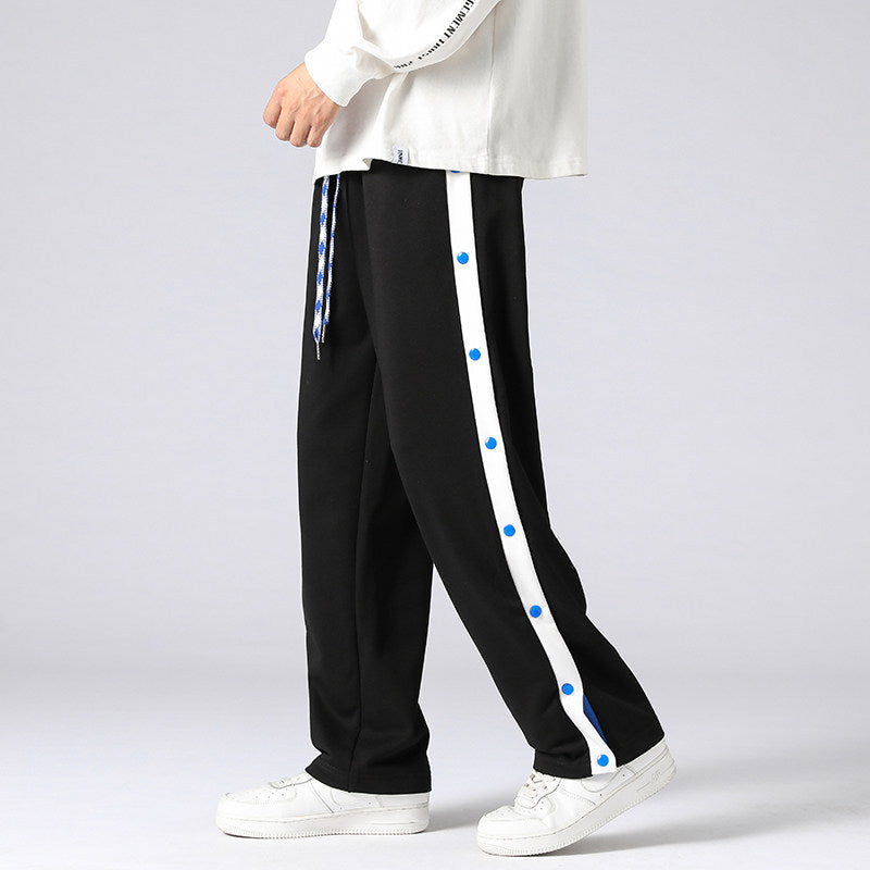 Men's Relaxed-Fit Sweatpants with Side Snap Placket and Split Leg Opening Mune Fashion