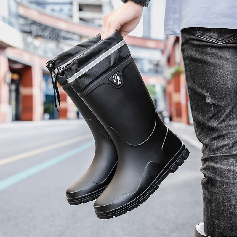 Men's outdoor rubber boots with thermal collar, drawstring closure, and slip-resistant profile sole Mune Fashion