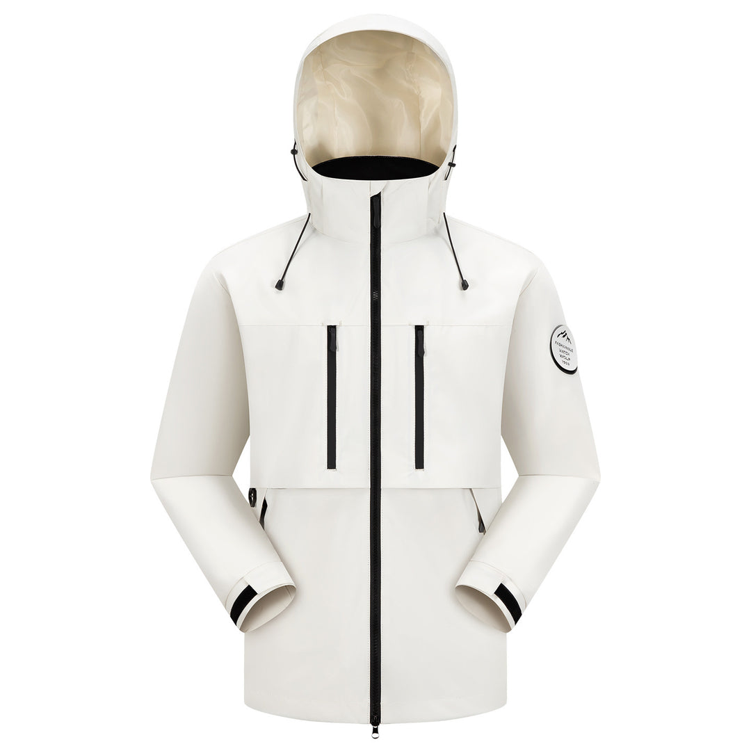Men's Waterproof Breathable Softshell Outdoor Jacket with Adjustable Hood Mune Fashion