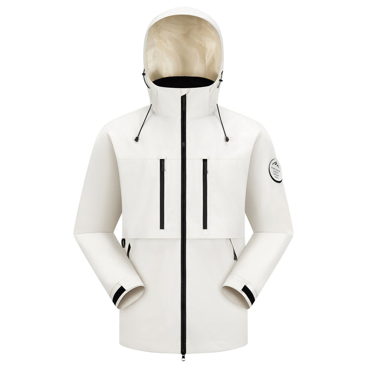 Men's Waterproof Breathable Softshell Outdoor Jacket with Adjustable Hood Mune Fashion