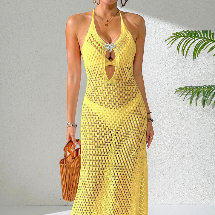 Women's transparent crochet beach cover-up Mune Fashion