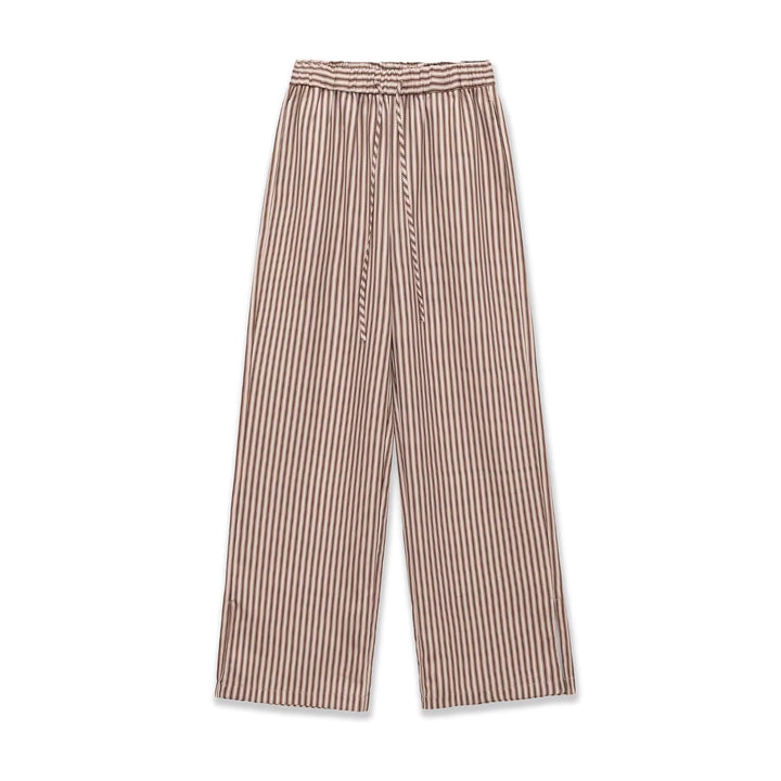 Women's Wide Culotte Pants with Elastic Waistband and Stripe Pattern Mune Fashion