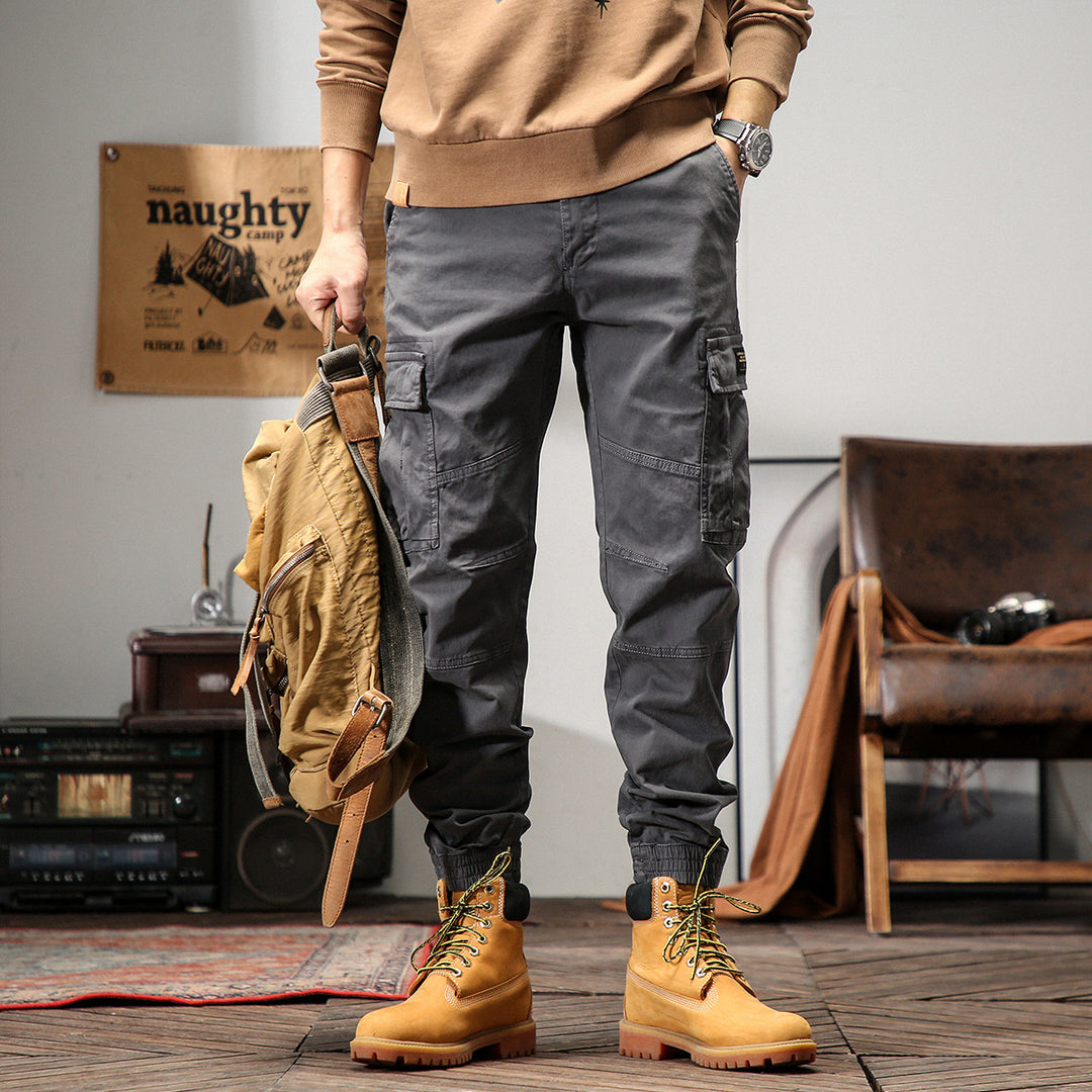 Men's Technical Cargo Jogging Pants with Reinforced Knee Areas, Multi-Pockets & Elastic Cuff