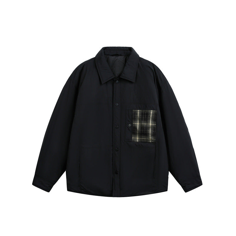 Men's Quilted Shirt Jacket with Contrast Check Pocket Mune Fashion