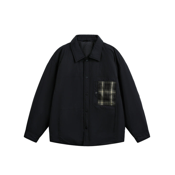 Men's Quilted Shirt Jacket with Contrast Check Pocket Mune Fashion