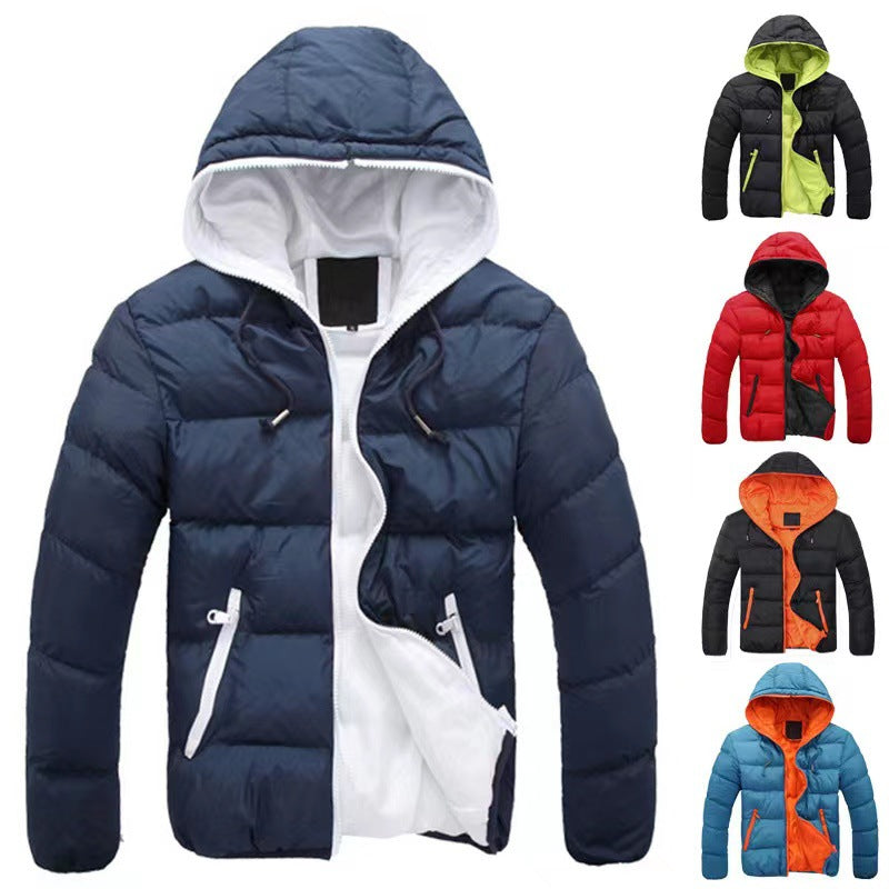 Men's light padded hooded jacket with contrasting inner lining and zip pockets Mune Fashion