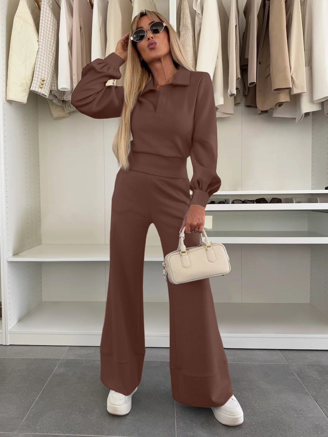 Women's Stylish and Casual Jumpsuit with Wide Leg and Elegant Sleeves Mune