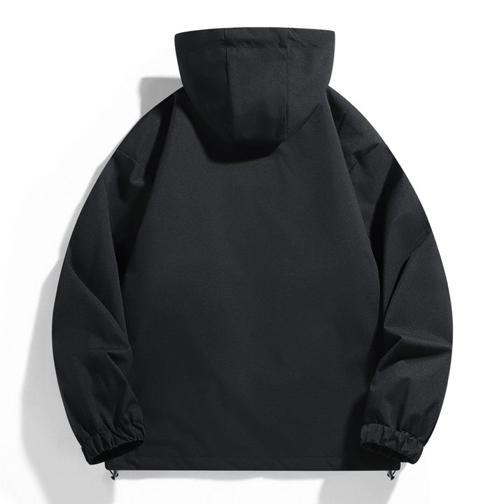 Men's nano wind and water-repellent hooded jacket with ergonomic seams, adjustable hem, and secure zippered pockets Mune Fashion