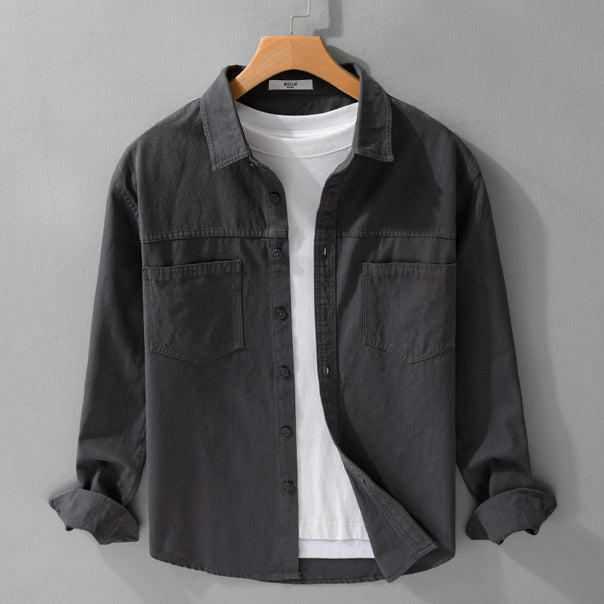 Men's utility shirt jacket made of cotton twill with concealed button placket and relaxed fit Mune Fashion