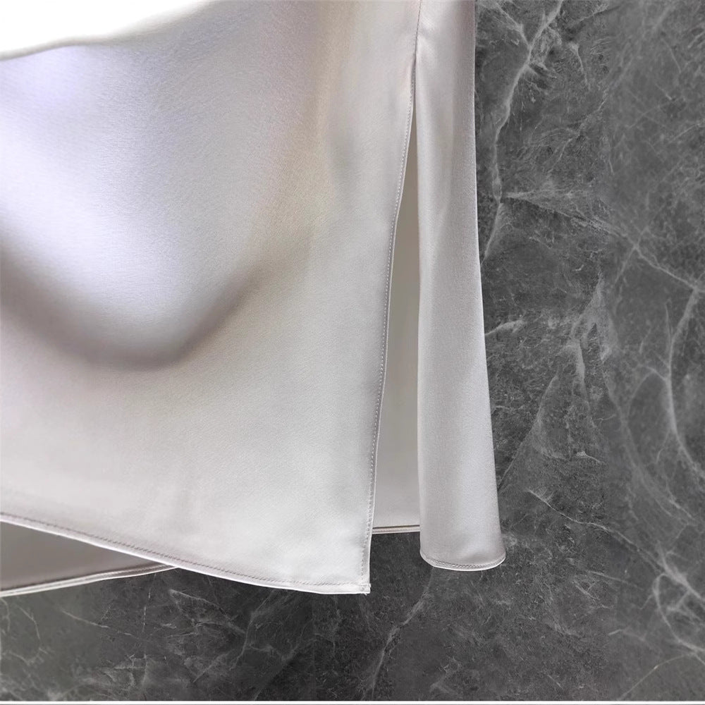 Women Elegant Midi Skirt made of high-quality Satin Mune Fashion