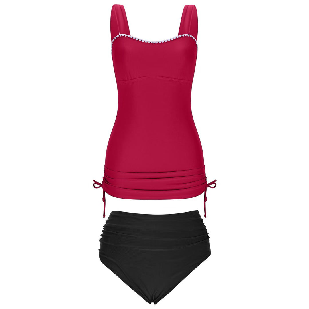 Women's Tankini Set with Adjustable Straps and Side Gathering Mune Fashion