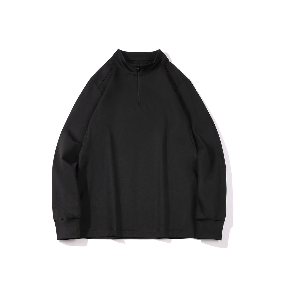 Men's Oversize Half-zip Sweatshirt with Stand-up Collar and Side Zipper Pockets Mune Fashion