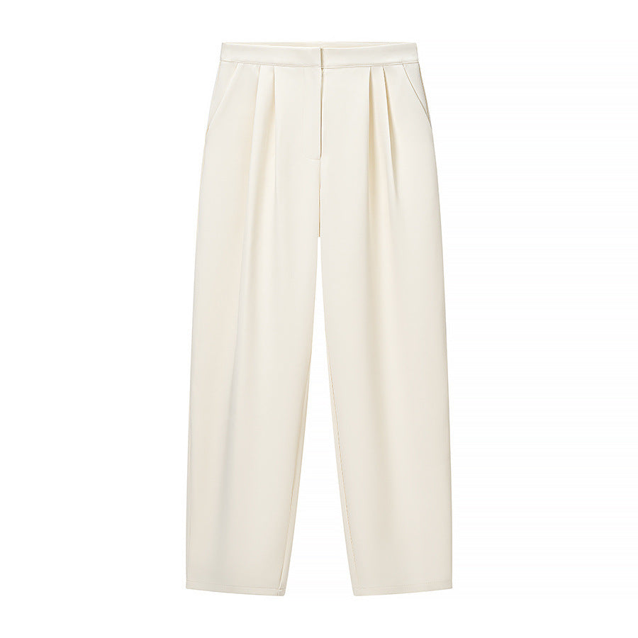 Women's high-waisted wide trousers with pleats, crease and side pockets Mune Fashion