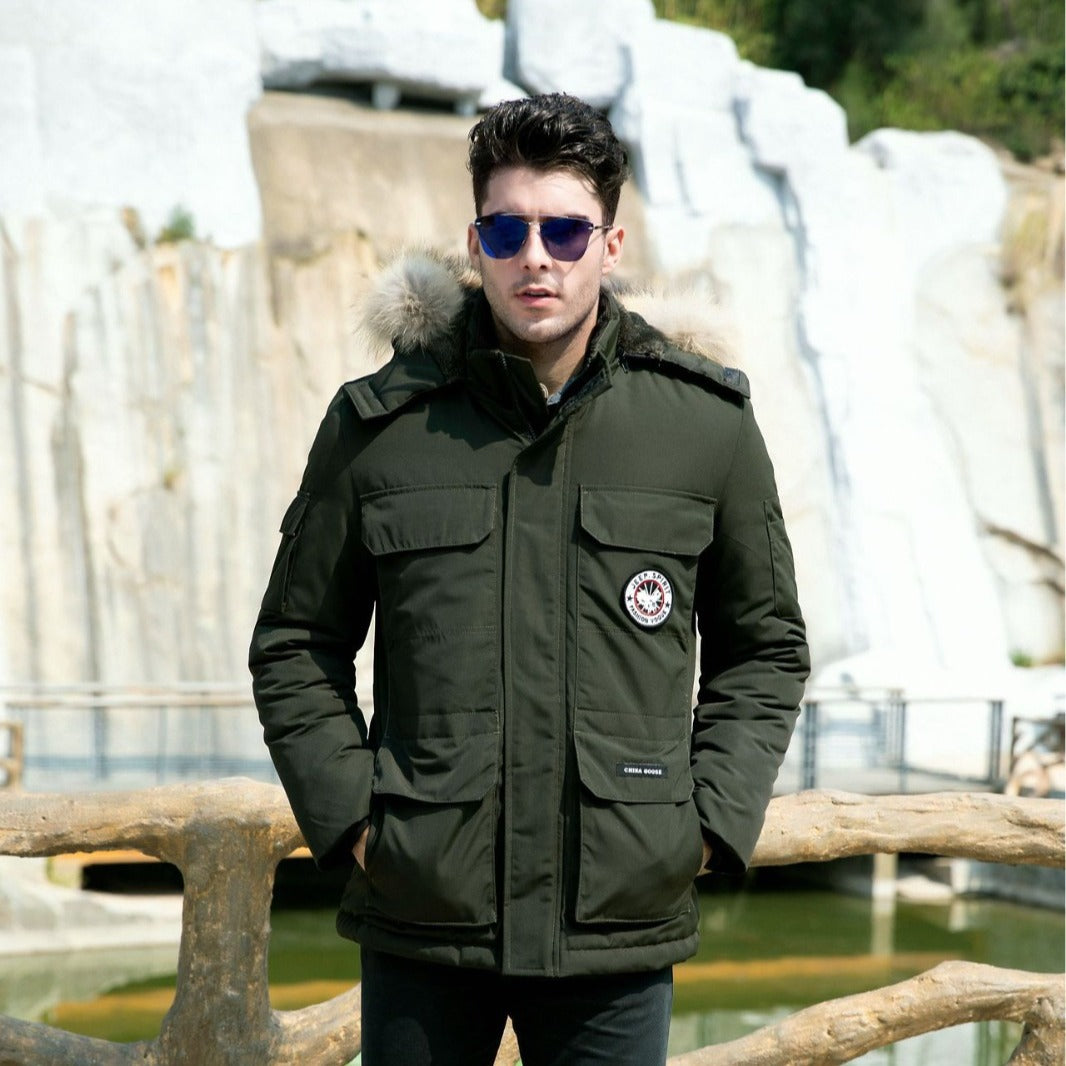 Men's insulated field parka with detachable faux fur collar and multiple pockets Mune Fashion