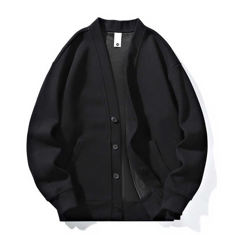 Men's oversized knit cardigan with V-neck, button placket, and patch pockets Mune Fashion