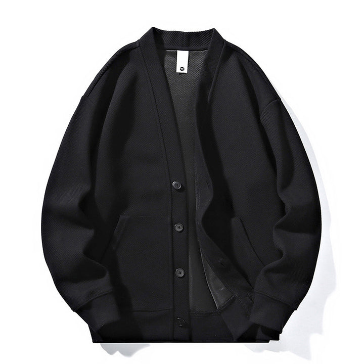 Men's oversized knit cardigan with V-neck, button placket, and patch pockets Mune Fashion