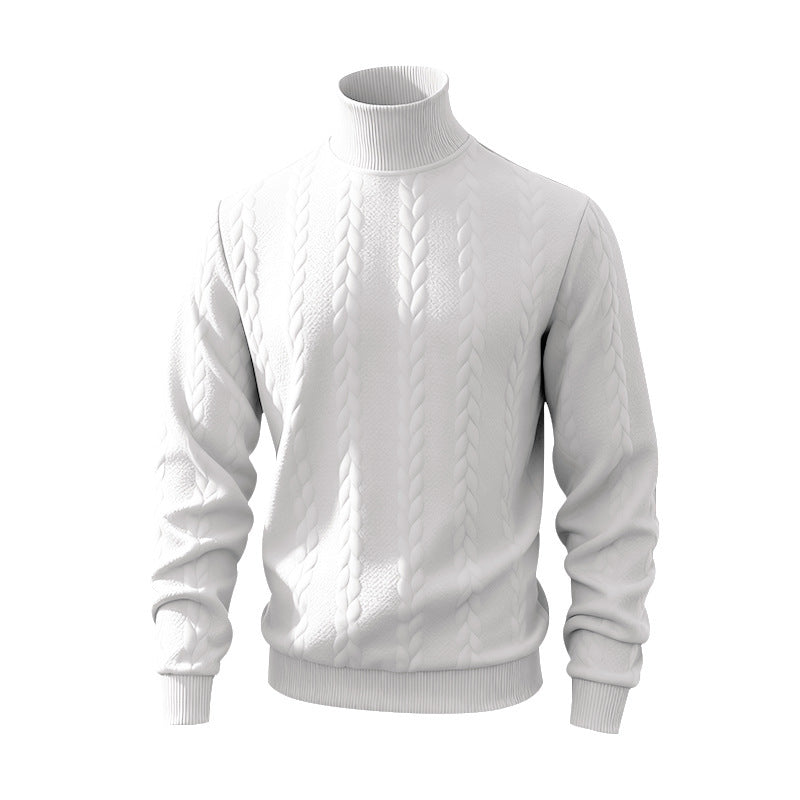 Men's fine cable-knit turtleneck sweater with a slim fit, ribbed collar, and elastic cuffs Mune Fashion