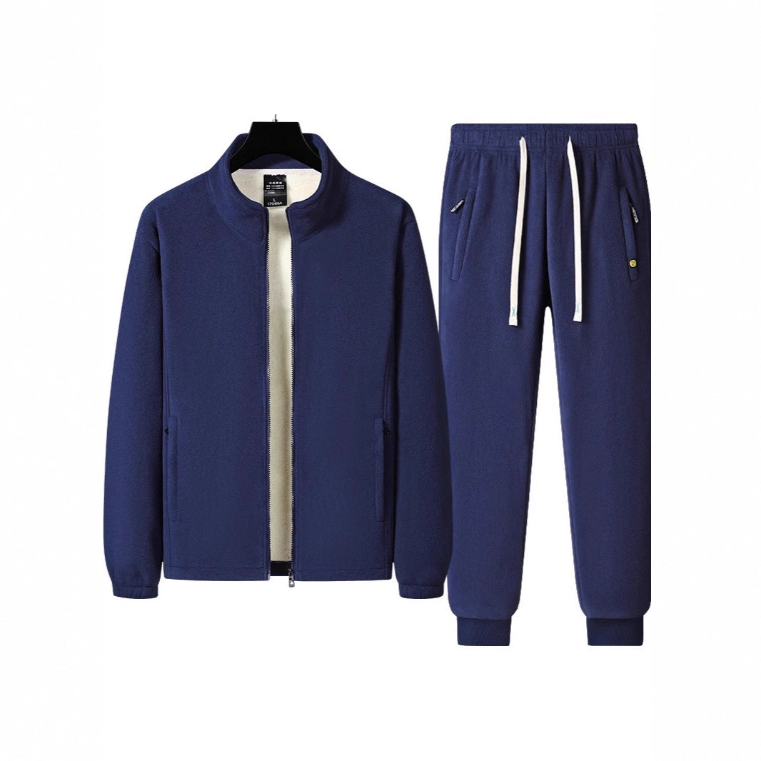 Men's three-piece fleece set with padded vest, stand-up collar jacket, and joggers Mune Fashion