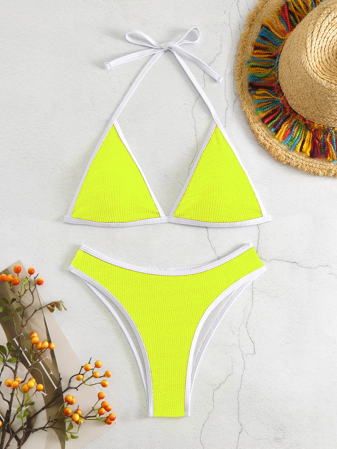 Ladies Triangle Bikini Set with contrasting trims Mune Fashion