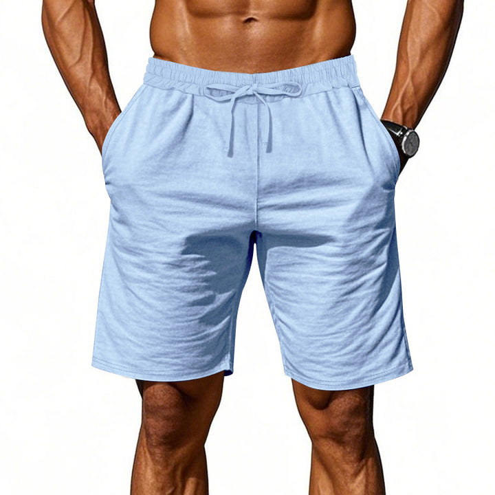 Men's casual cotton blend leisure shorts with elastic waistband and side pockets Mune Fashion