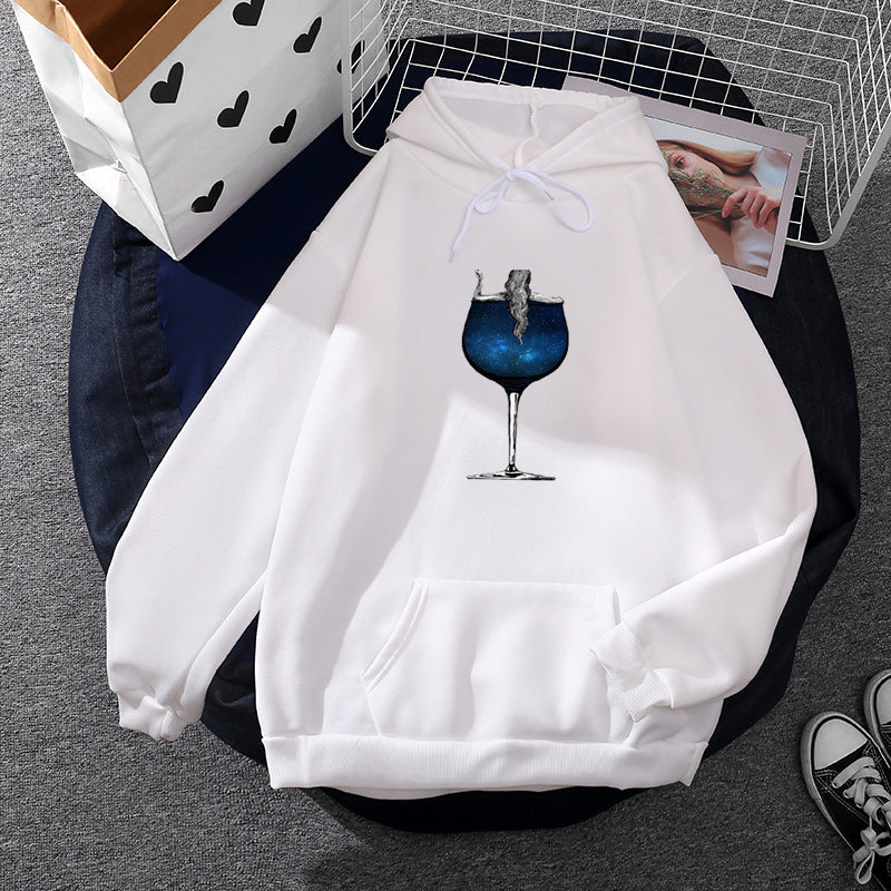 Women's casual hoodie with artistic moon and mushroom design, soft fleece lining, and kangaroo pocket Mune Fashion