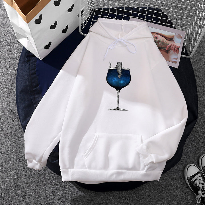 Women's casual hoodie with artistic moon and mushroom design, soft fleece lining, and kangaroo pocket Mune Fashion