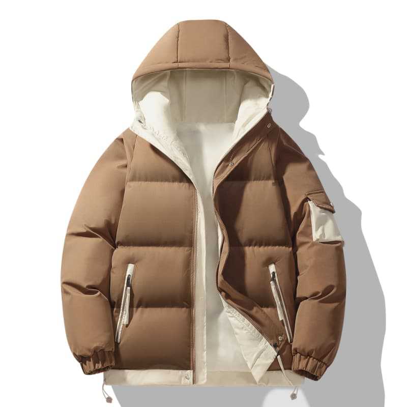 Men's urban padded anorak with hood, contrasting lining and multi pockets Mune Fashion