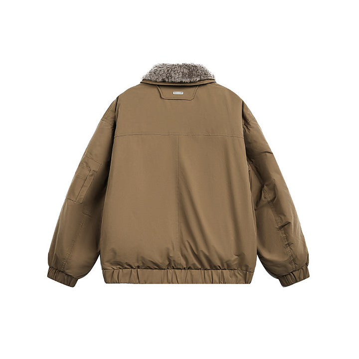 Men's Lined Bomber Jacket with Teddy Collar and Utility Pockets Mune Fashion