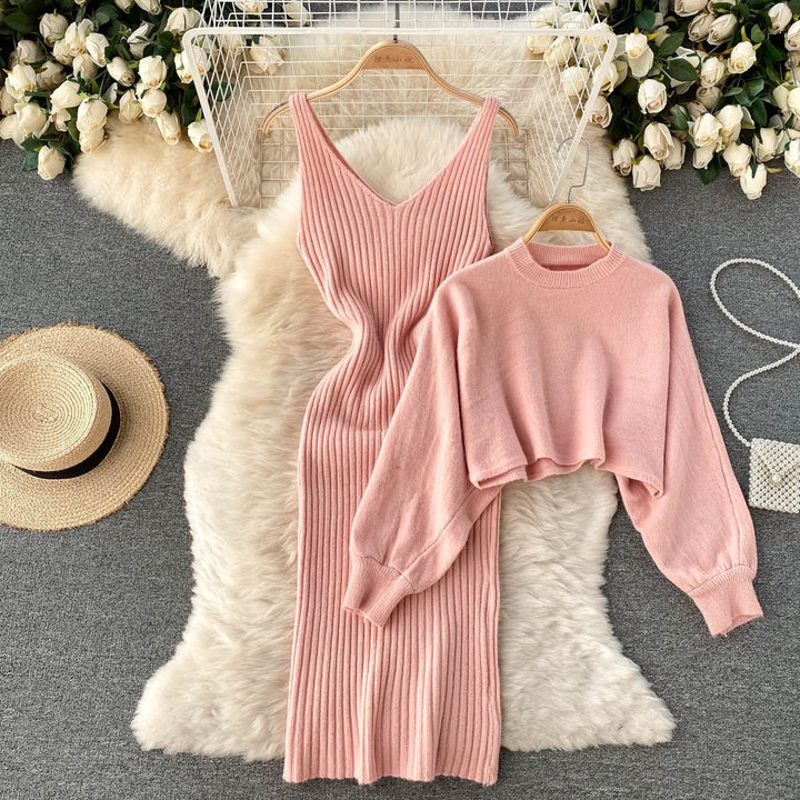 Women's Knitted Ensemble with Rib Details Mune Fashion