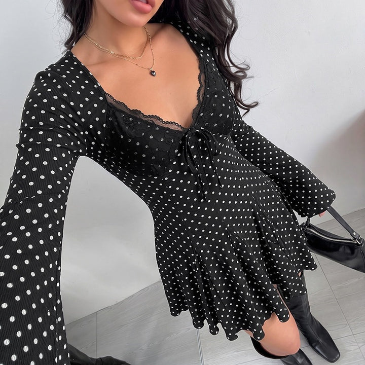 Women Playful Polka Dots Mini Dress Mune Fashion
