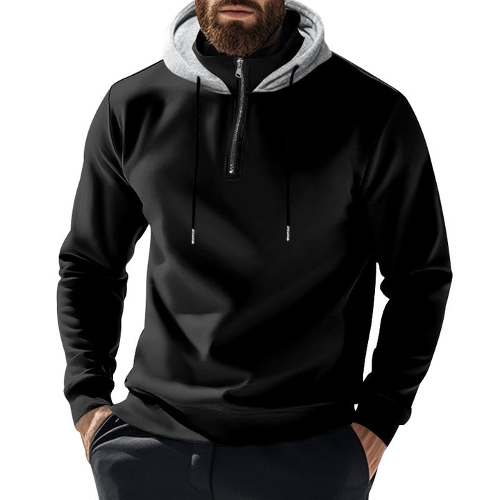 Men's half-zip hoodie with contrasting hood, drawstring and slim silhouette Mune Fashion