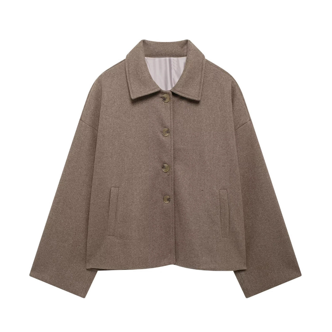 Women's Oversize Wool Blend Jacket with Large Decorative Buttons and Wide Cuffs Mune Fashion