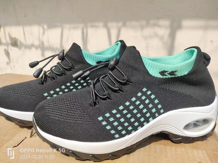 Women nan lightweight breathable knit sneakers with air cushion and high sock collar Mune Fashion