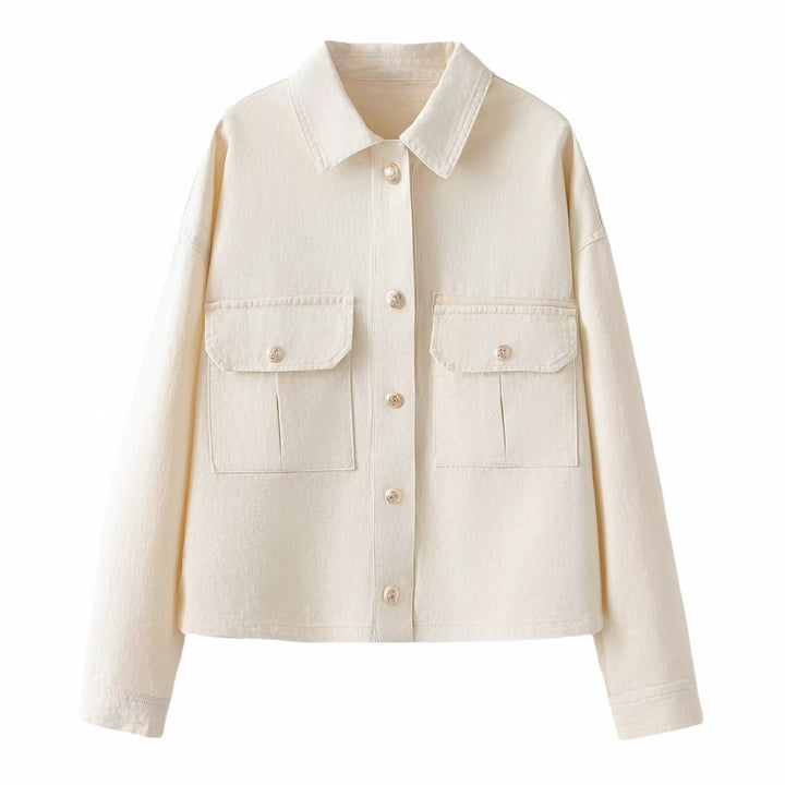 Women's Oversize Utility Jacket made of twill with appliquéd chest pockets Mune Fashion