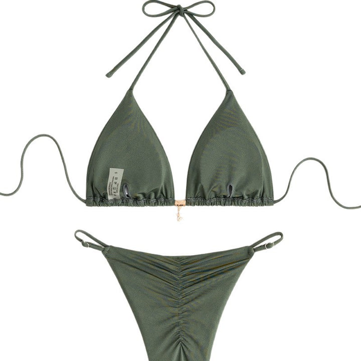 Women's triangle bikini set with narrow straps and adjustable bottoms Mune Fashion