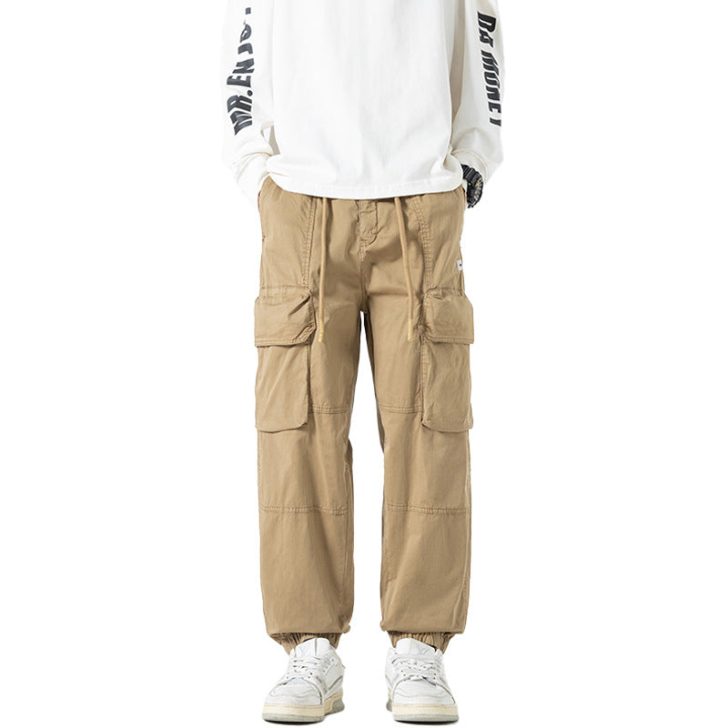 Men's Utility Cargo Jogging Pants in Workwear Look with Drawstring Waistband and Elastic Leg Openings Drune