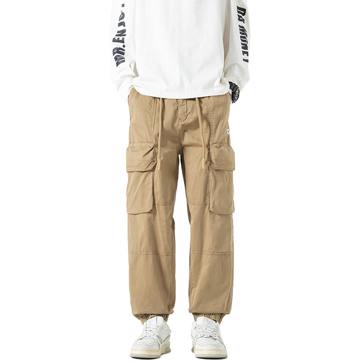 Men's Utility Cargo Jogging Pants in Workwear Look with Drawstring Waistband and Elastic Leg Openings Drune