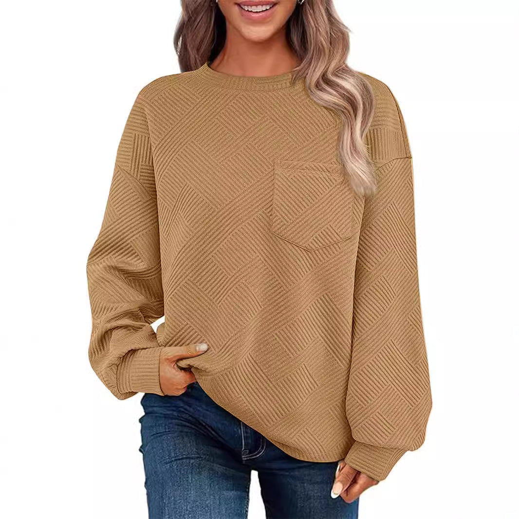 Women's Oversized Textured Knit Sweater with Chest Pocket Mune Fashion