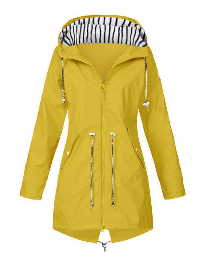 Women's tailored parka jacket with hood, drawstring waist and concealed zipper Mune Fashion